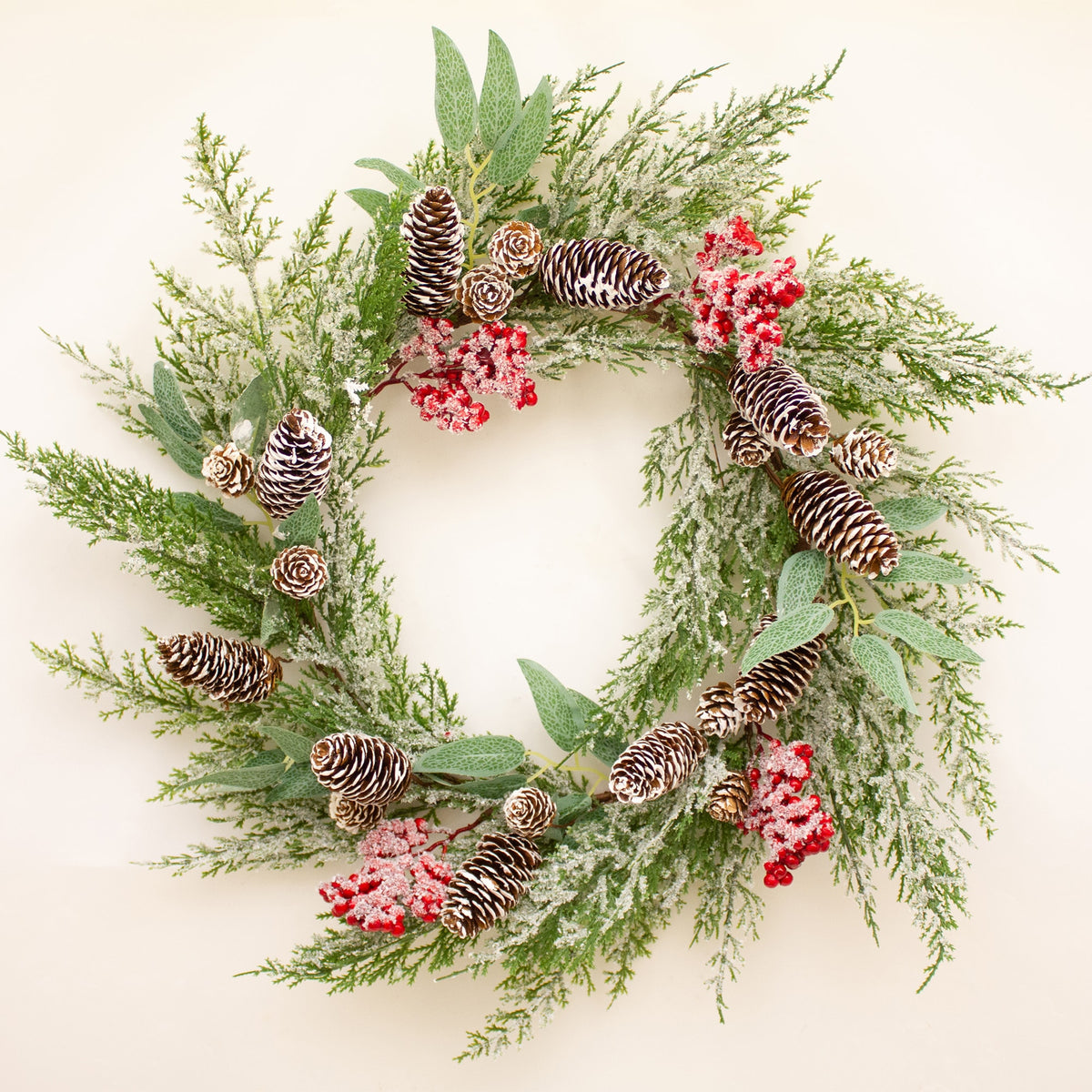 ENCHANTE Christmas Frosted Berry Pine Wreath 40cm