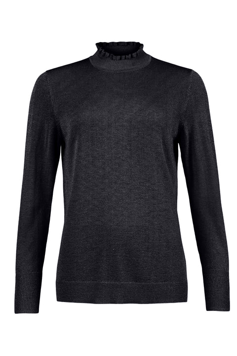 SUNDAY : Ruffle Neck Jumper - Black