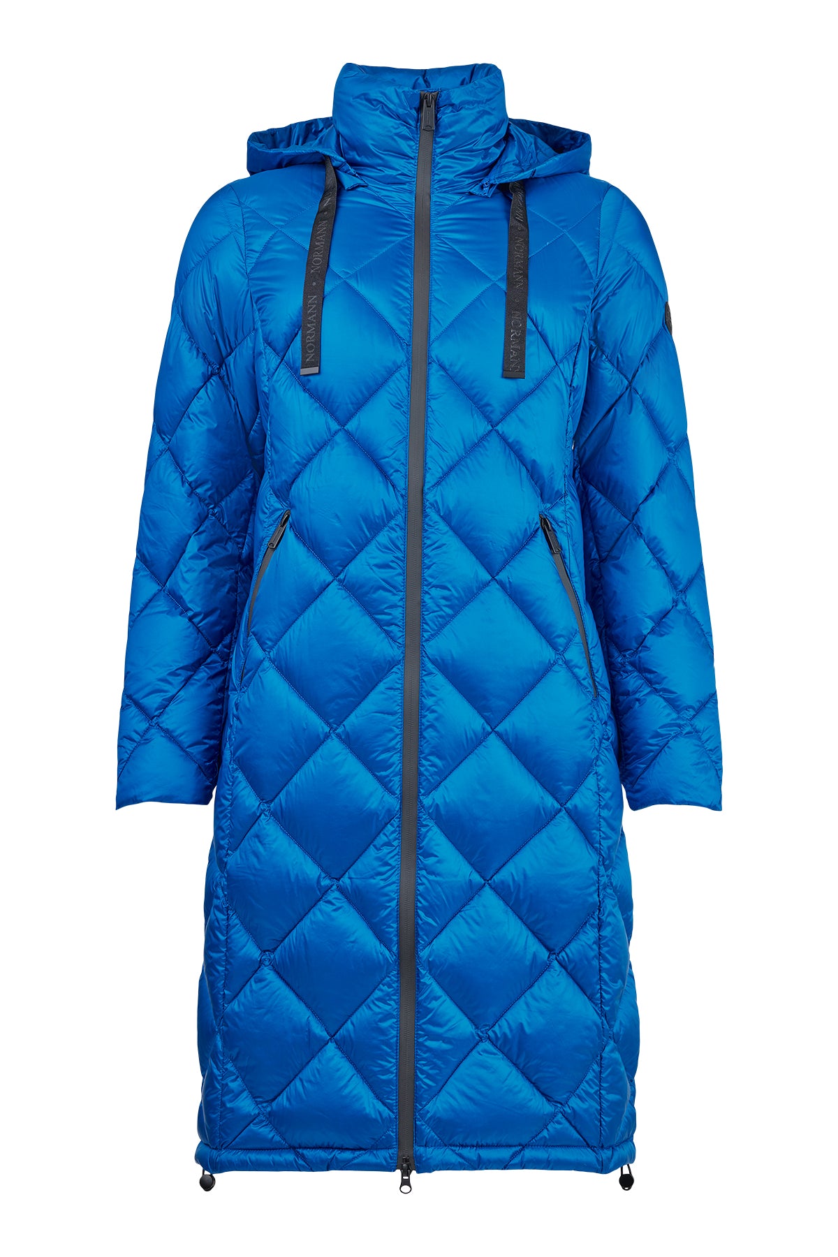 NORMANN : Longline Quilted Hooded Jacket - Blue