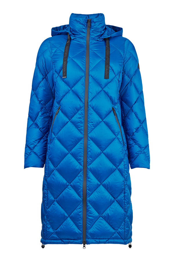 NORMANN : Longline Quilted Hooded Jacket - Blue