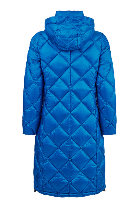 NORMANN : Longline Quilted Hooded Jacket - Blue