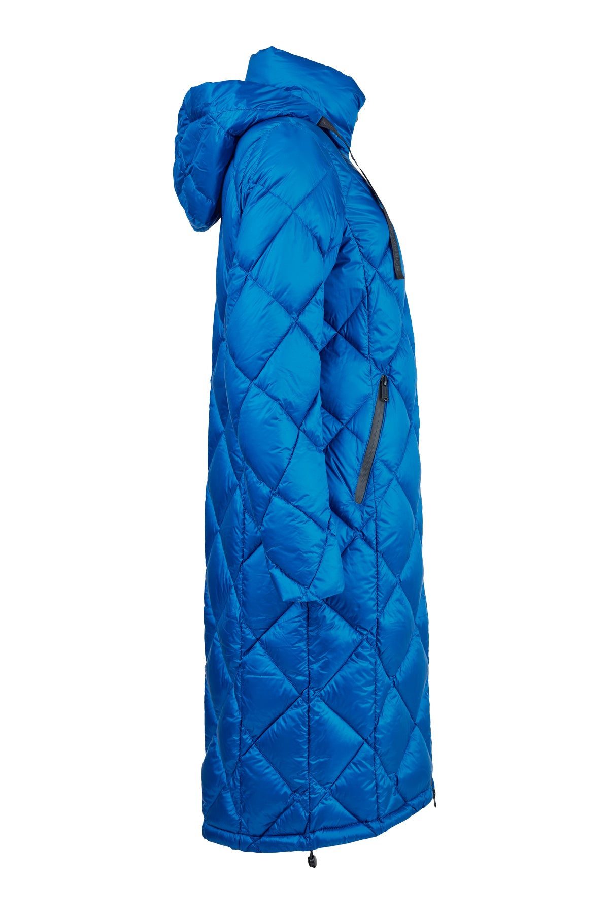 NORMANN : Longline Quilted Hooded Jacket - Blue