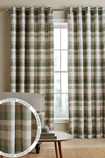 CATHERINE LANSFIELD : Brushed Cotton Thermal Check Curtains