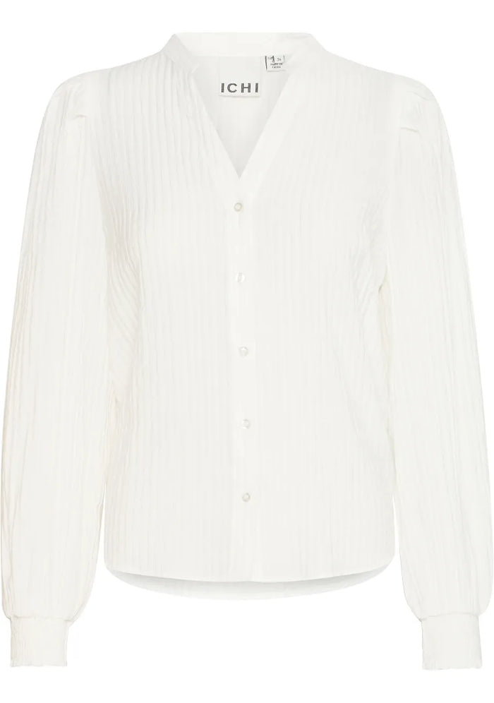 ICHI : Cinavi V-Neck Textured Blouse - White