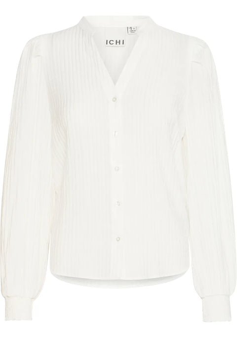 ICHI : Cinavi V-Neck Textured Blouse - White