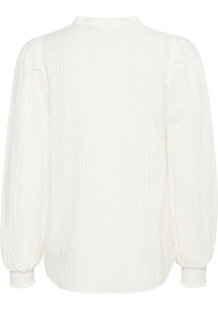 ICHI : Cinavi V-Neck Textured Blouse - White