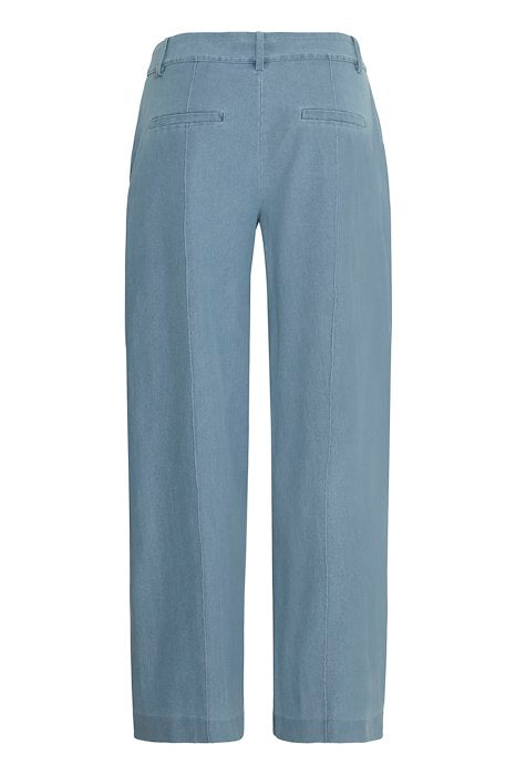 ICHI Kate Denim Wide Leg Trousers - Light Blue