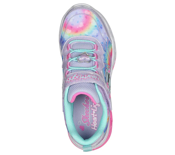 SKECHERS : Flutter Heart Lights Girl's Infant Trainers - Groovy Swirl