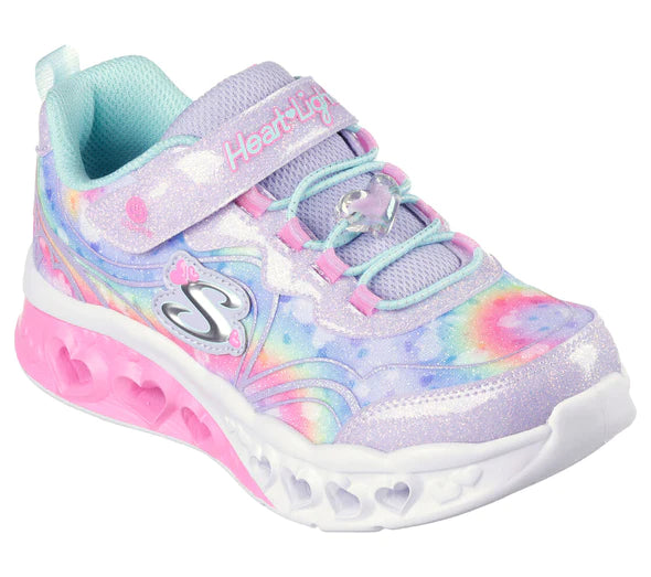 SKECHERS : Flutter Heart Lights Girl's Infant Trainers - Groovy Swirl