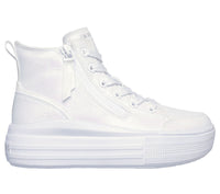 SKECHERS : Hyperlift Girls White Canvas Shoes