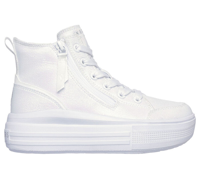 SKECHERS : Hyperlift Girls White Canvas Shoes