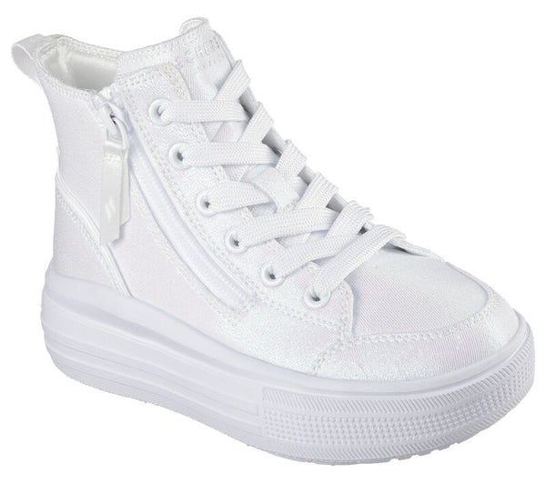 SKECHERS : Hyperlift Girls White Canvas Shoes