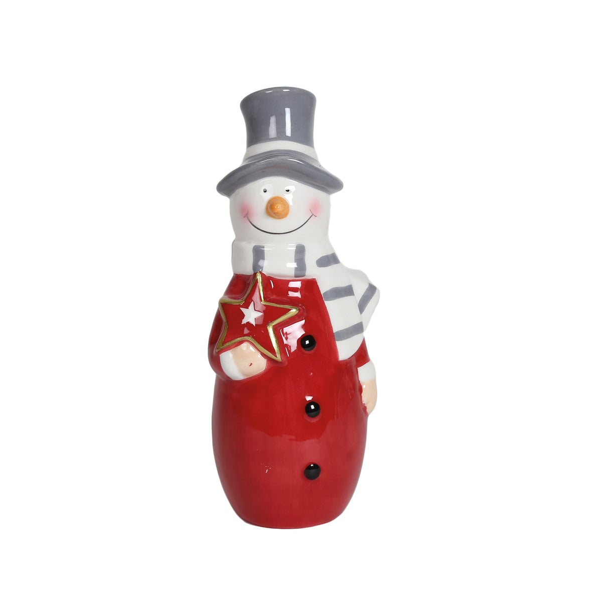 Snowman Ceramic Christmas Decoration 17cm