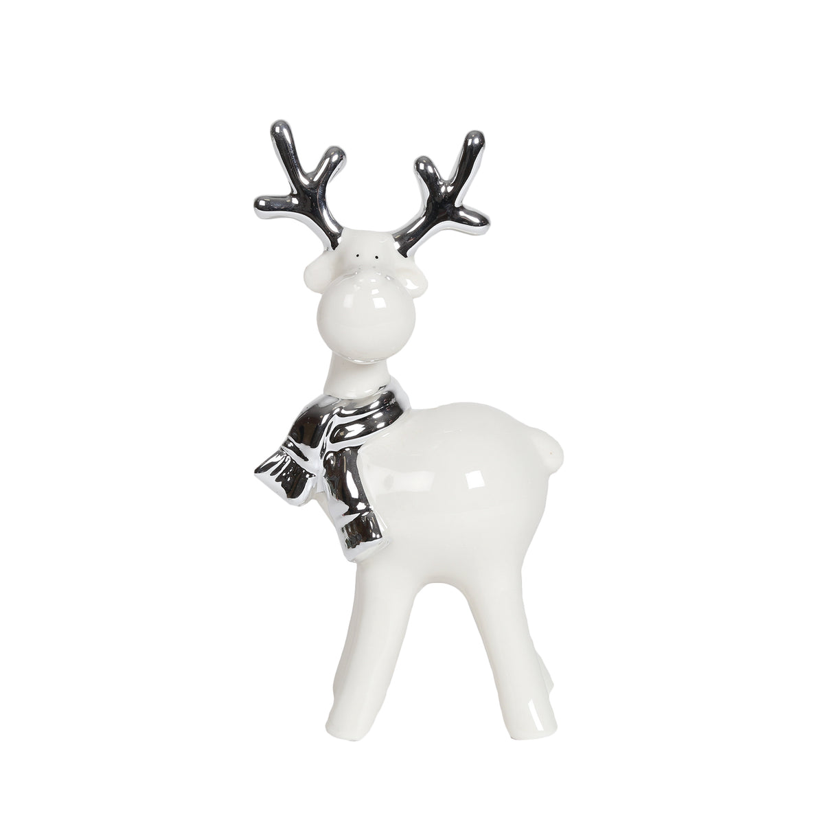 White and Silver Porcelain Reindeer Figurine 18.5cm