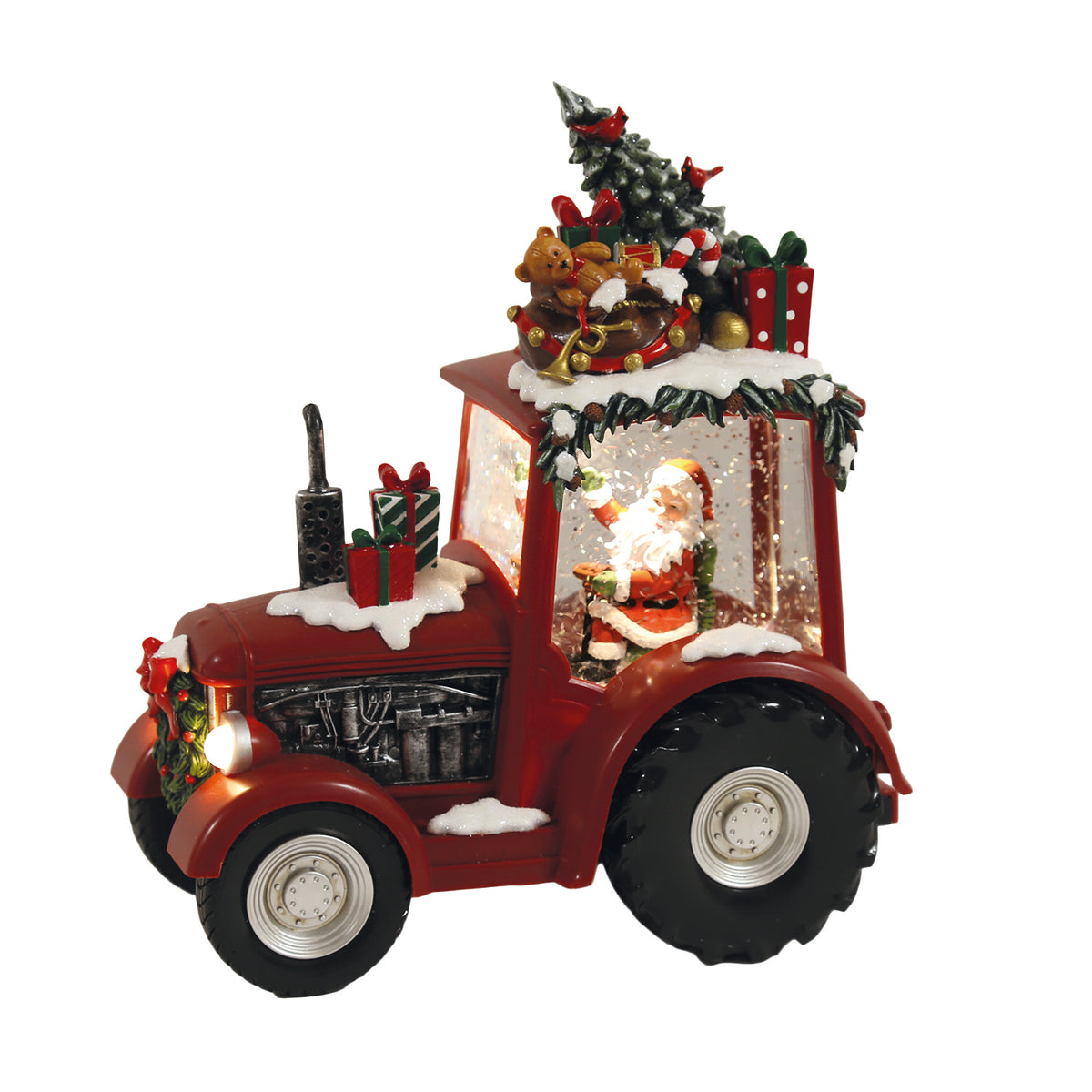 STRAITS Christmas Santa in a Tractor LED Water Spinner 25cm