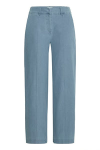 ICHI Kate Denim Wide Leg Trousers - Light Blue