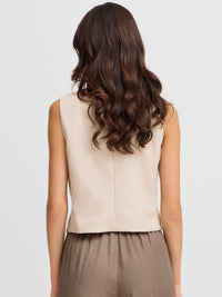 FRANSA Abigail V-Neck Waistcoat - Natural