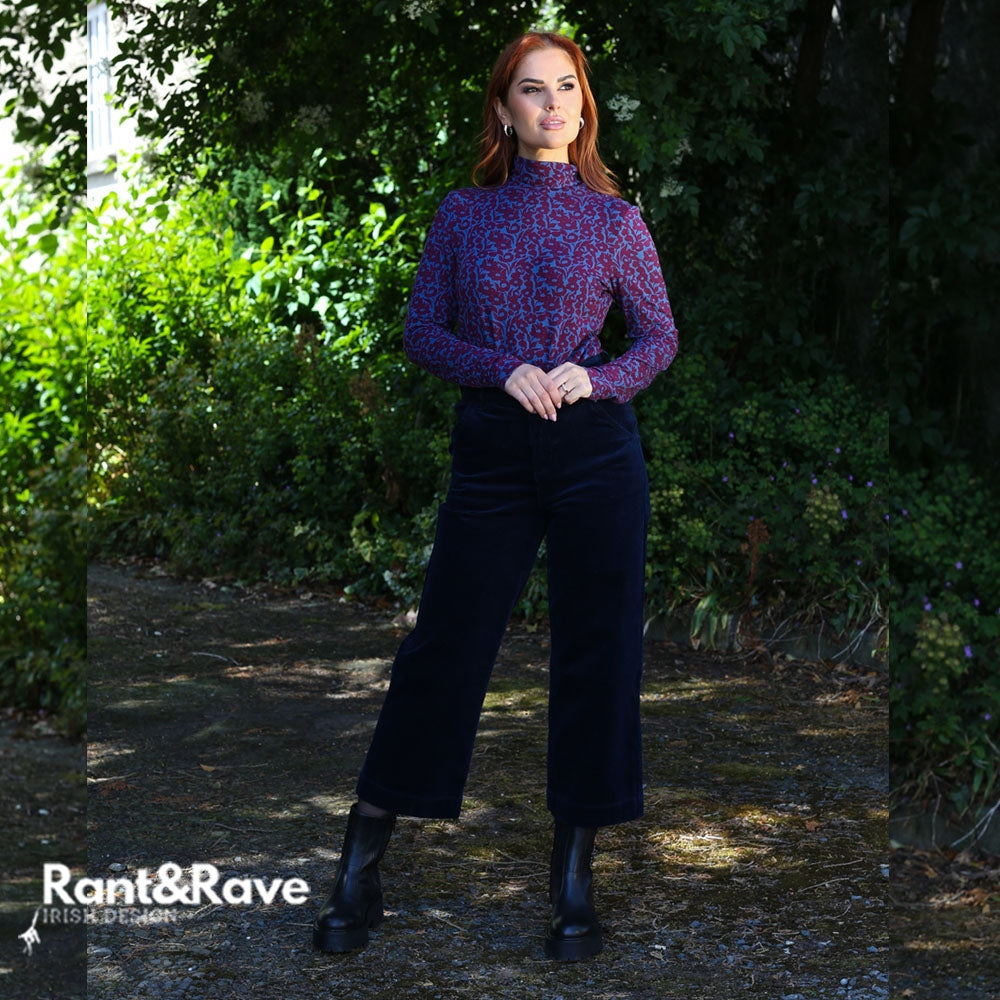 RANT & RAVE : Judith Wide Leg Crop Flare Cord - Navy