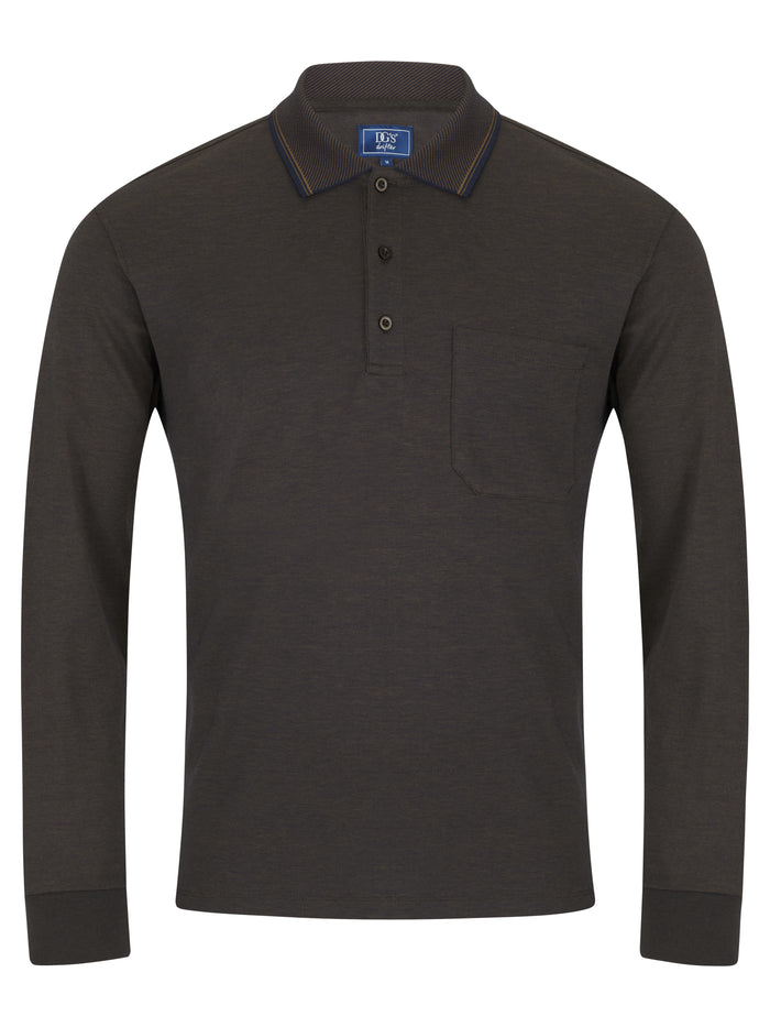 DG'S DRIFTER : Long Sleeve Polo Shirt : Brown