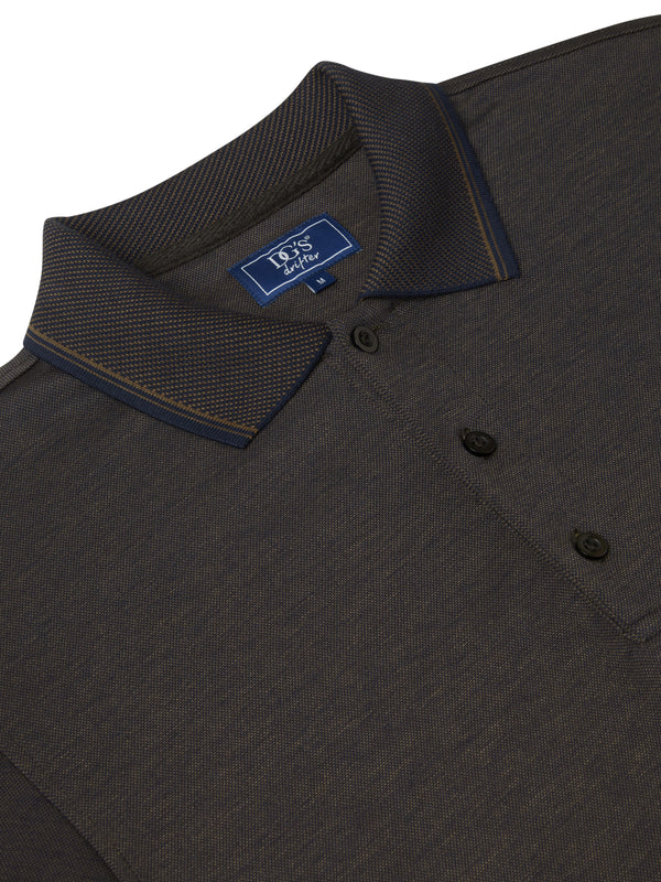 DG'S DRIFTER : Long Sleeve Polo Shirt : Brown