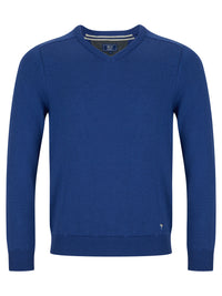 DOUGLAS & GRAHAME : Drifter Blue Long Sleeve V-Neck Sweater