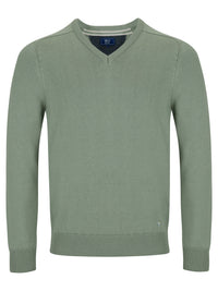 DOUGLAS & GRAHAME : Drifter Light Green Long Sleeve V-Neck Sweater