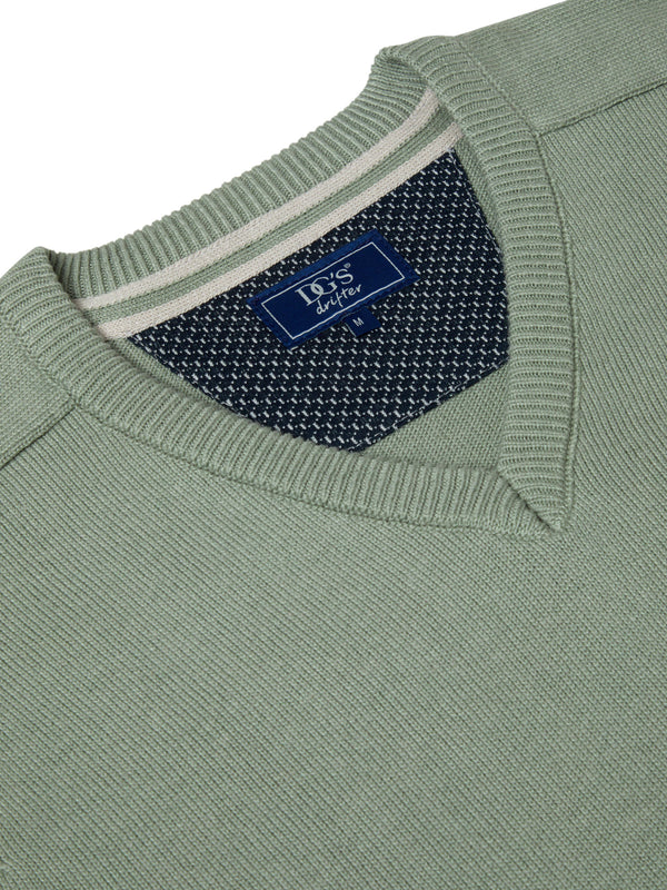 DOUGLAS & GRAHAME : Drifter Light Green Long Sleeve V-Neck Sweater