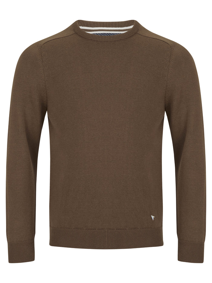 DOUGLAS & GRAHAME : Drifter Brown Long Sleeve Crew Neck Sweater