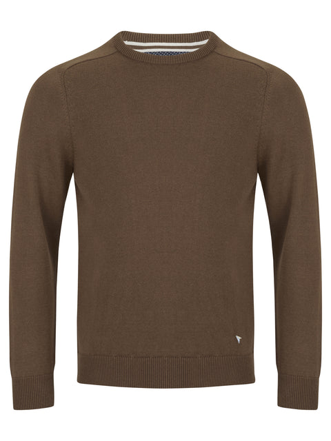 DOUGLAS & GRAHAME : Drifter Brown Long Sleeve Crew Neck Sweater