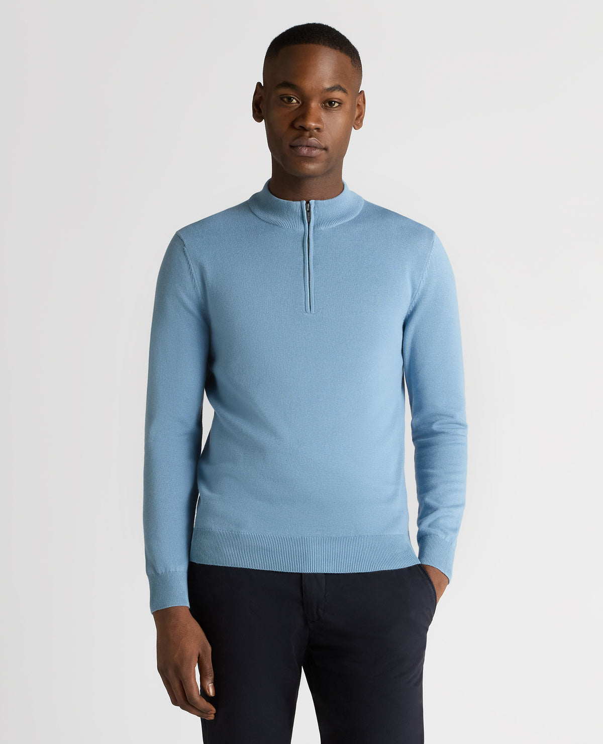 REMUS UOMO : Half Zip Sweater - Sky Blue