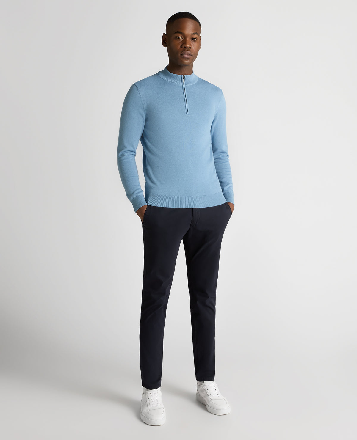 REMUS UOMO : Half Zip Sweater - Sky Blue