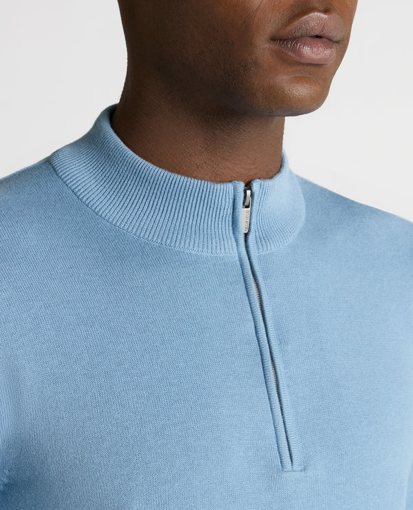 REMUS UOMO : Half Zip Sweater - Sky Blue