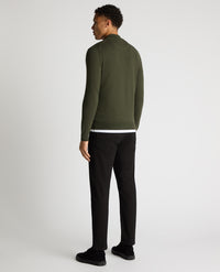 REMUS UOMO : Half Zip Cotton Sweater - Khaki