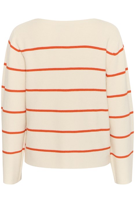 ICHI : Boston Striped Pullover - Cream