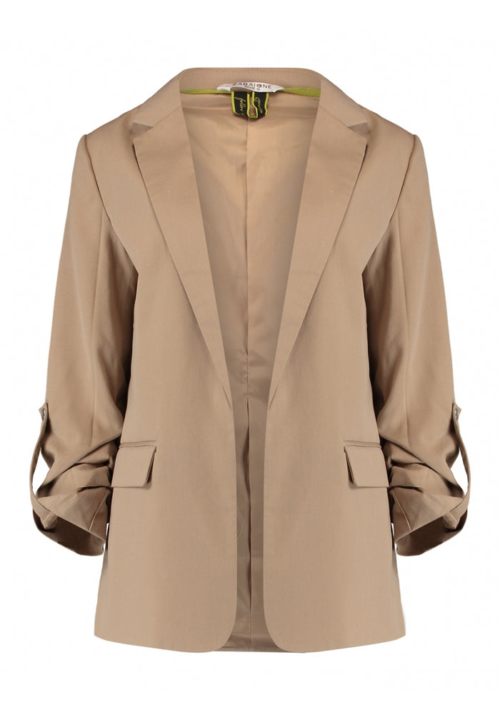 ZABAIONE : Ruched Sleeve Blazer - Beige