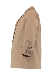 ZABAIONE : Ruched Sleeve Blazer - Beige