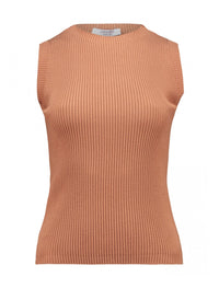 ZABAIONE Sleeveless Ribbed Vest - Camel