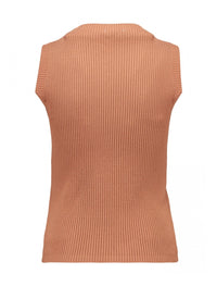 ZABAIONE Sleeveless Ribbed Vest - Camel