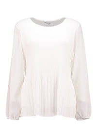 ZABAIONE : Pleated Long Sleeve Blouse - White