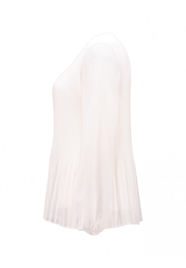 ZABAIONE : Pleated Long Sleeve Blouse - White