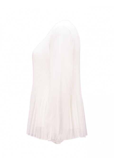 ZABAIONE : Pleated Long Sleeve Blouse - White