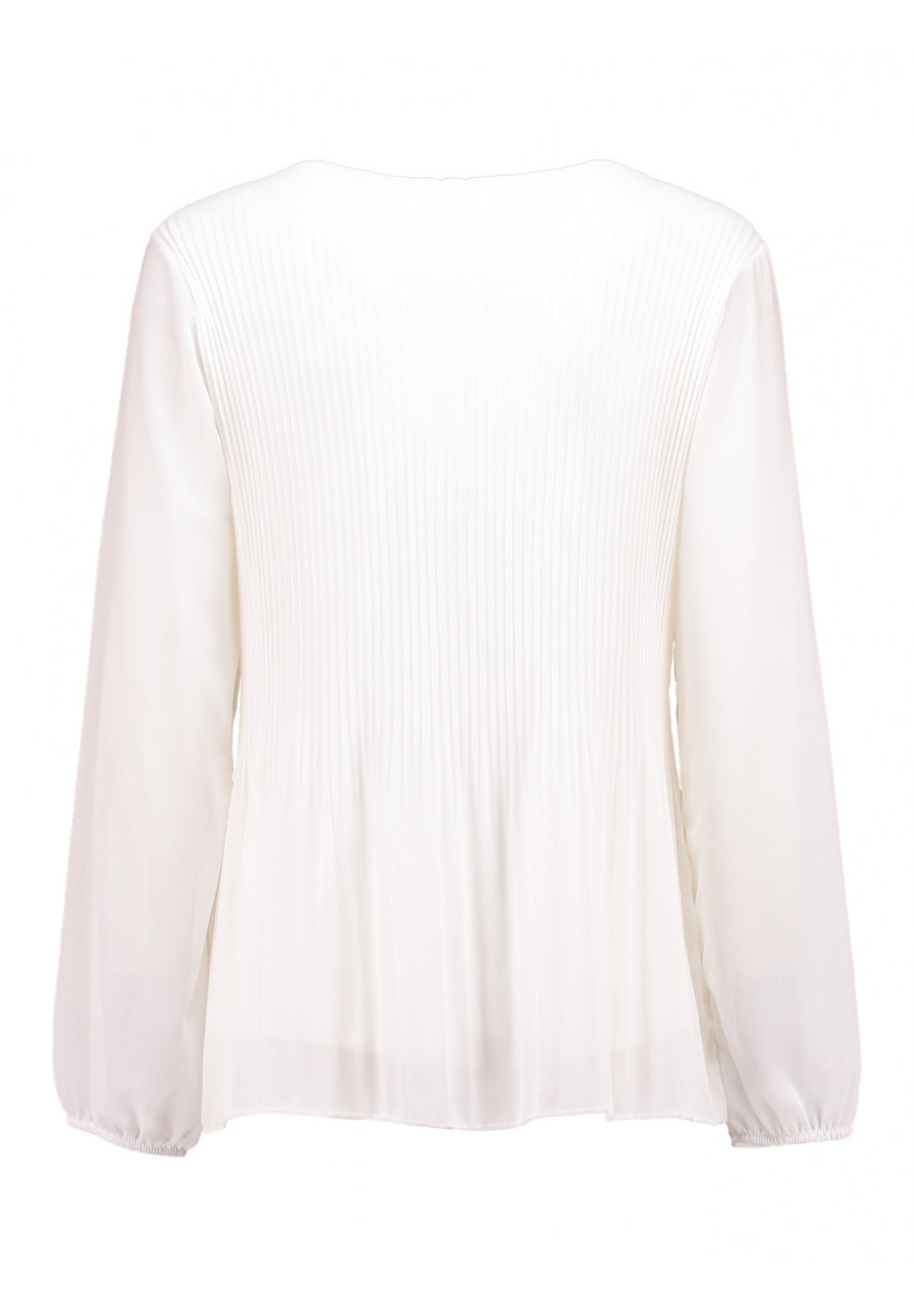 ZABAIONE : Pleated Long Sleeve Blouse - White