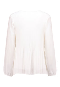 ZABAIONE : Pleated Long Sleeve Blouse - White