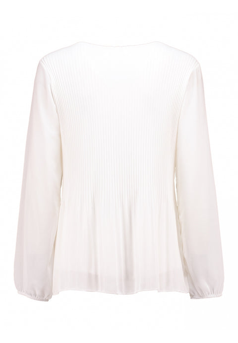 ZABAIONE : Pleated Long Sleeve Blouse - White