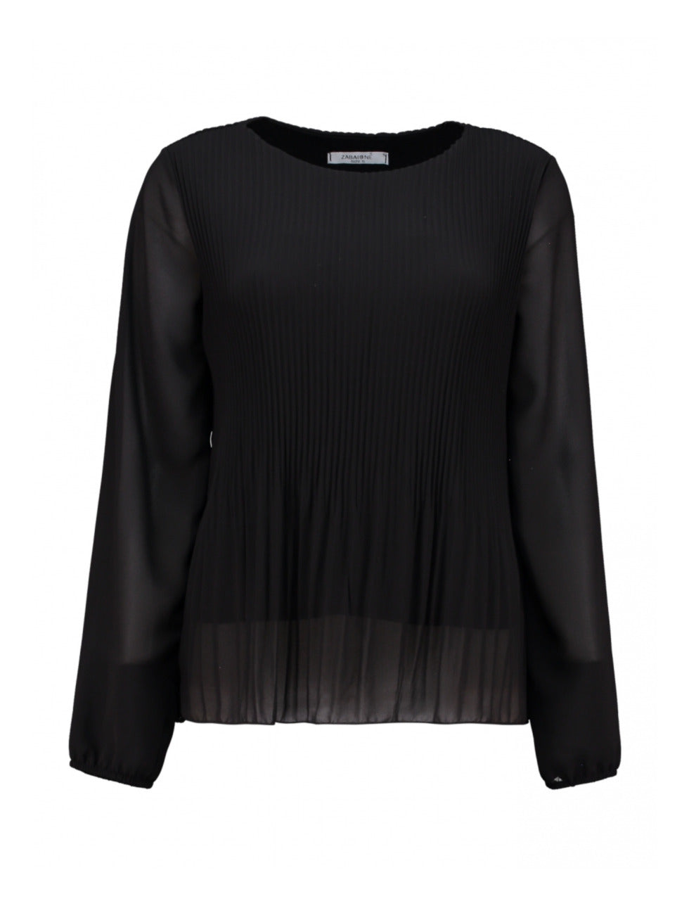 ZABAIONE : Pleated Long Sleeve Blouse - Black