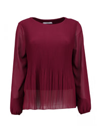 ZABAIONE : Pleated Long Sleeve Blouse - Wine Red