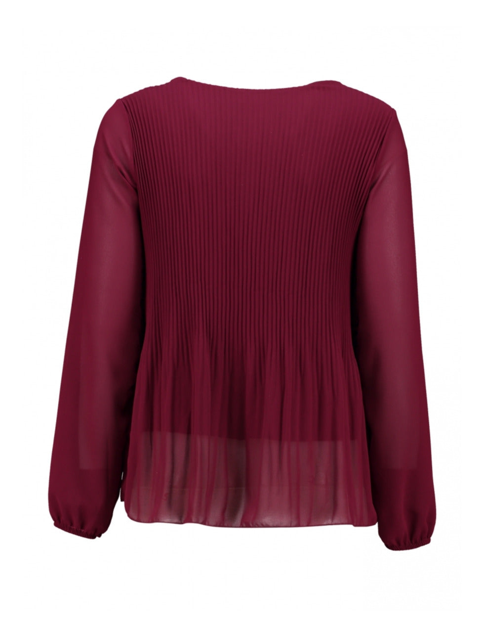 ZABAIONE : Pleated Long Sleeve Blouse - Wine Red