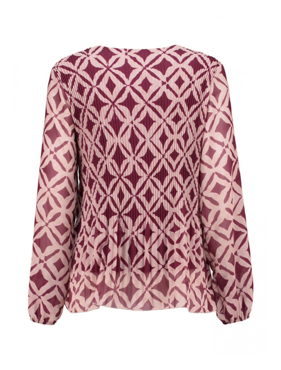 ZABAIONE : Pleated Long Sleeve Blouse - Wine Red