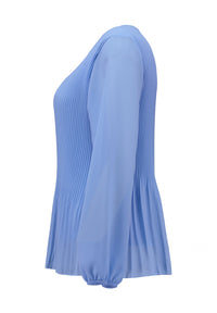 ZABAIONE : Pleated Long Sleeve Blouse - Sky Blue