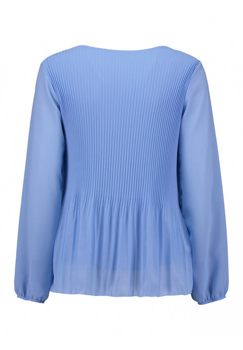 ZABAIONE : Pleated Long Sleeve Blouse - Sky Blue